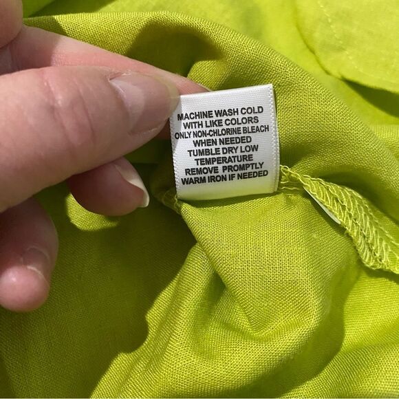 Emily Daniels Linen Blend Green 1/4 Zip Popover Tunic Top Blouse Sz L NWT - Picture 12 of 13
